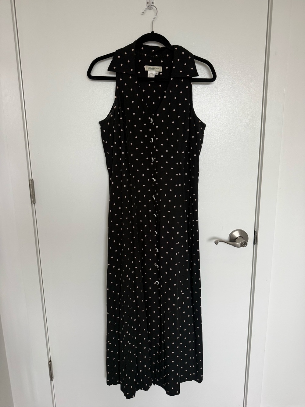 Coldwater Creek Black Maxi Dress with White Polka Dots